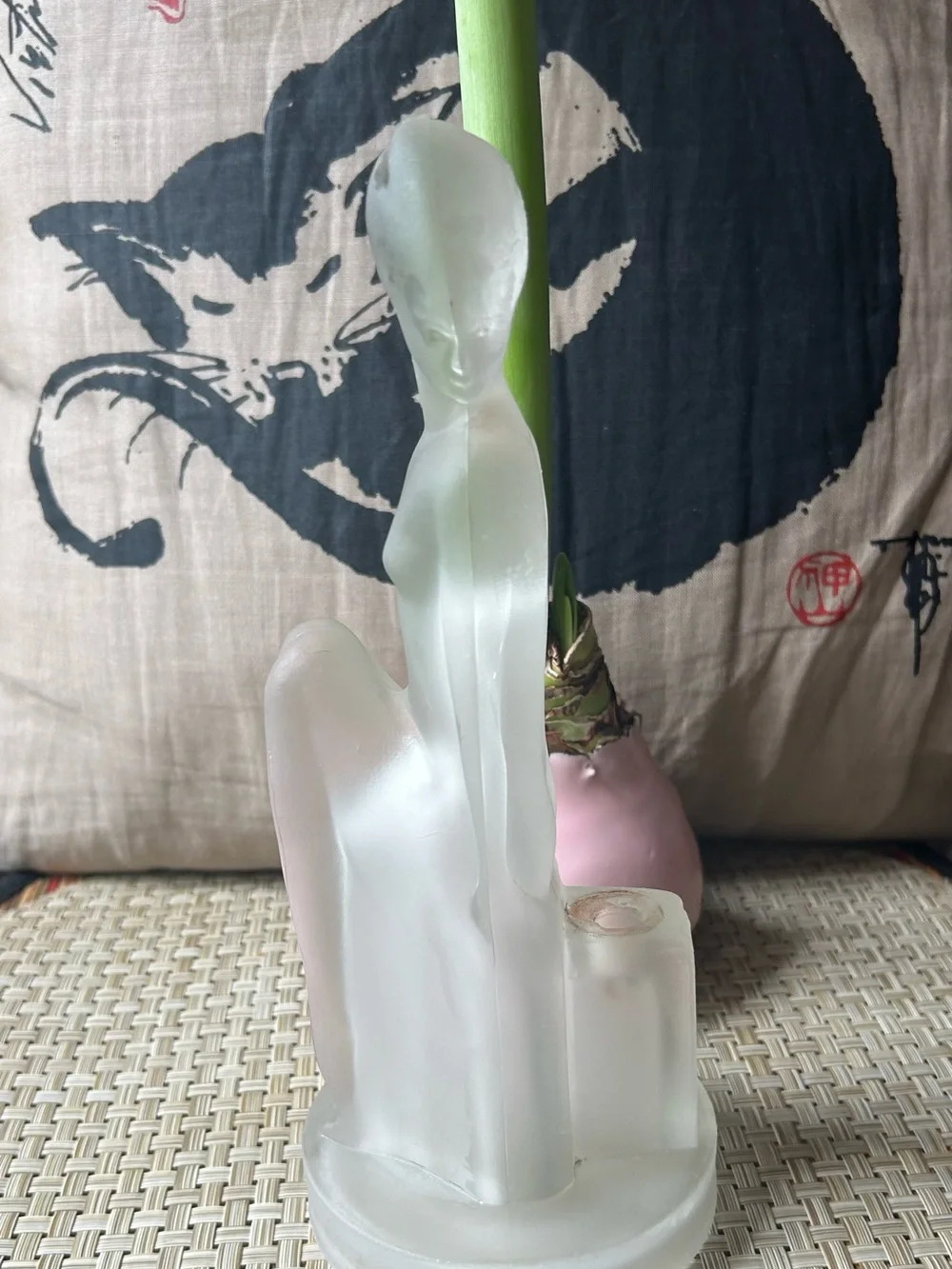 Art Deco c1920’s Frosted Glass Figurine. Was a lamp. - Picture 2 of 14